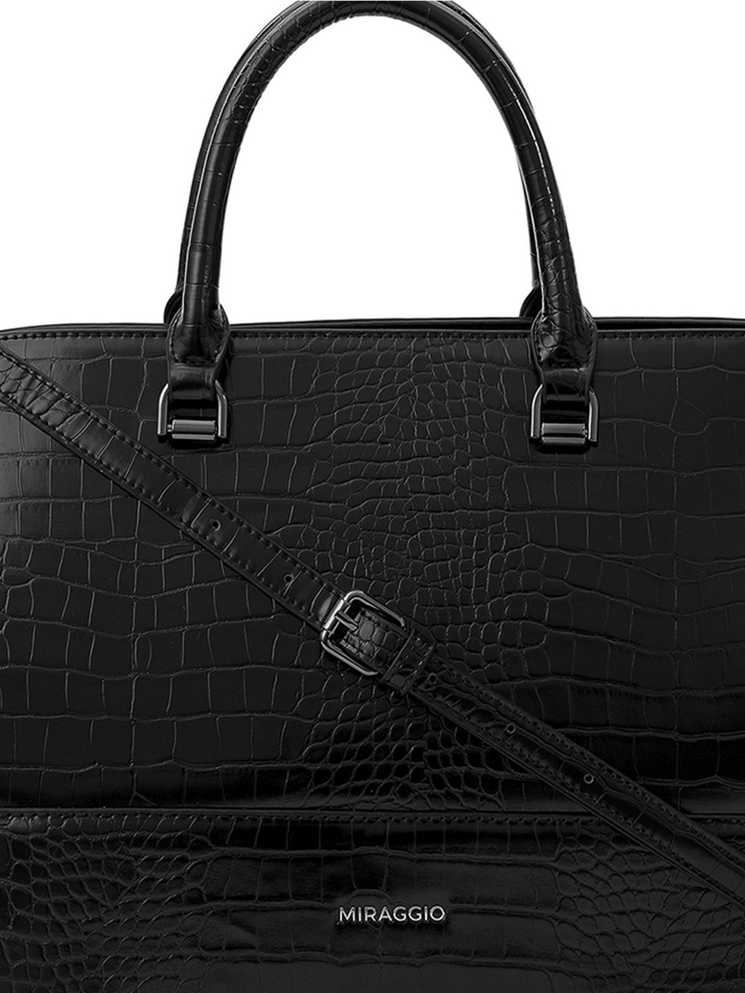 Miraggio Clara Black Textured Large Handbag