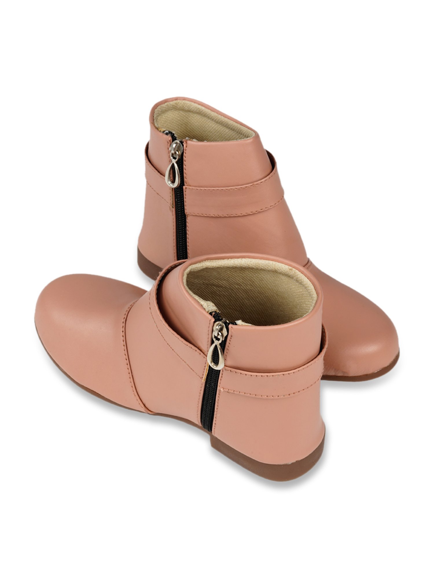 Tiny Bugs Girls Off White & Pink Party Wear Slip Ons