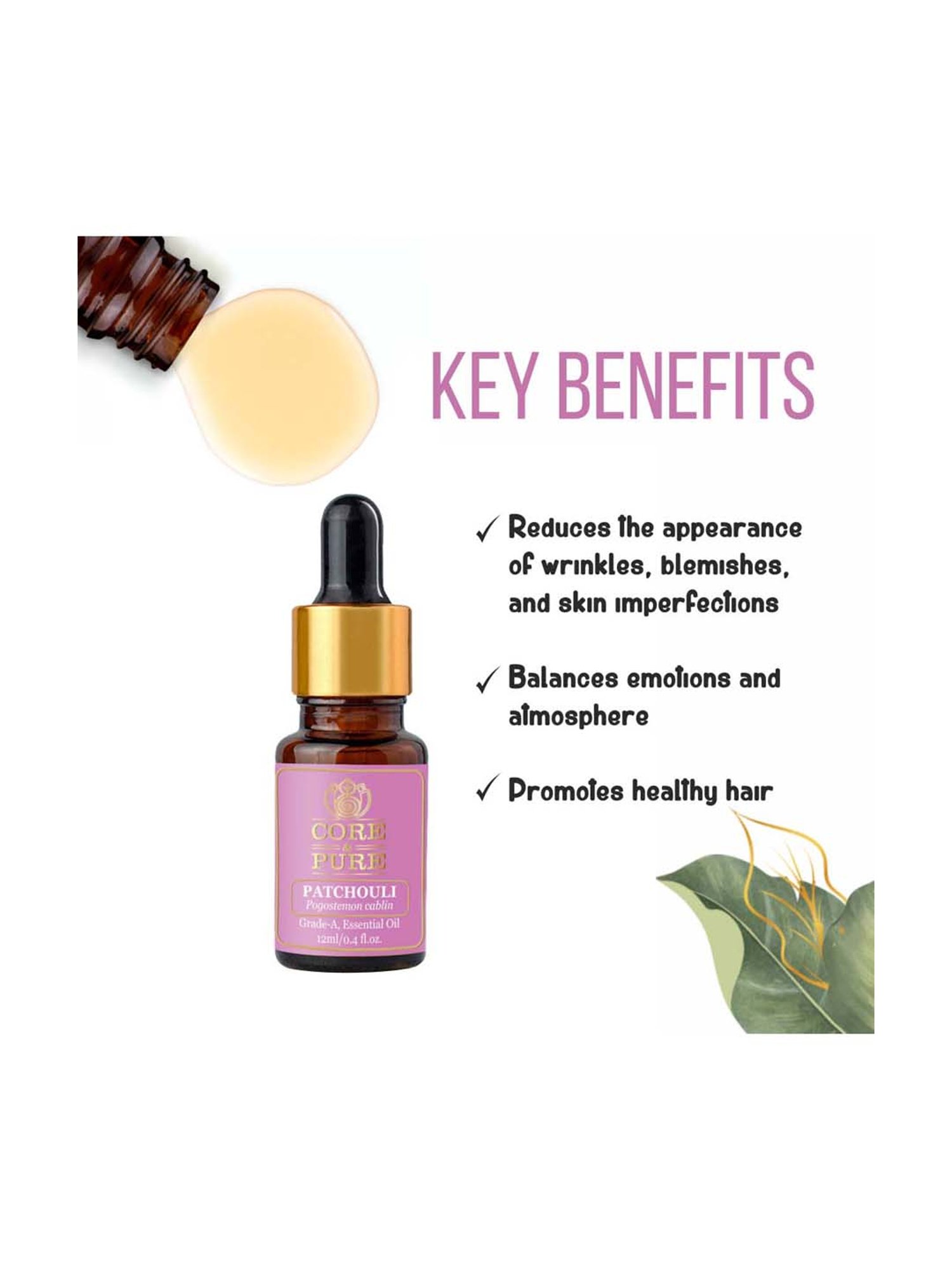 CORE & PURE Patchouli Essential Oil - 12 ml