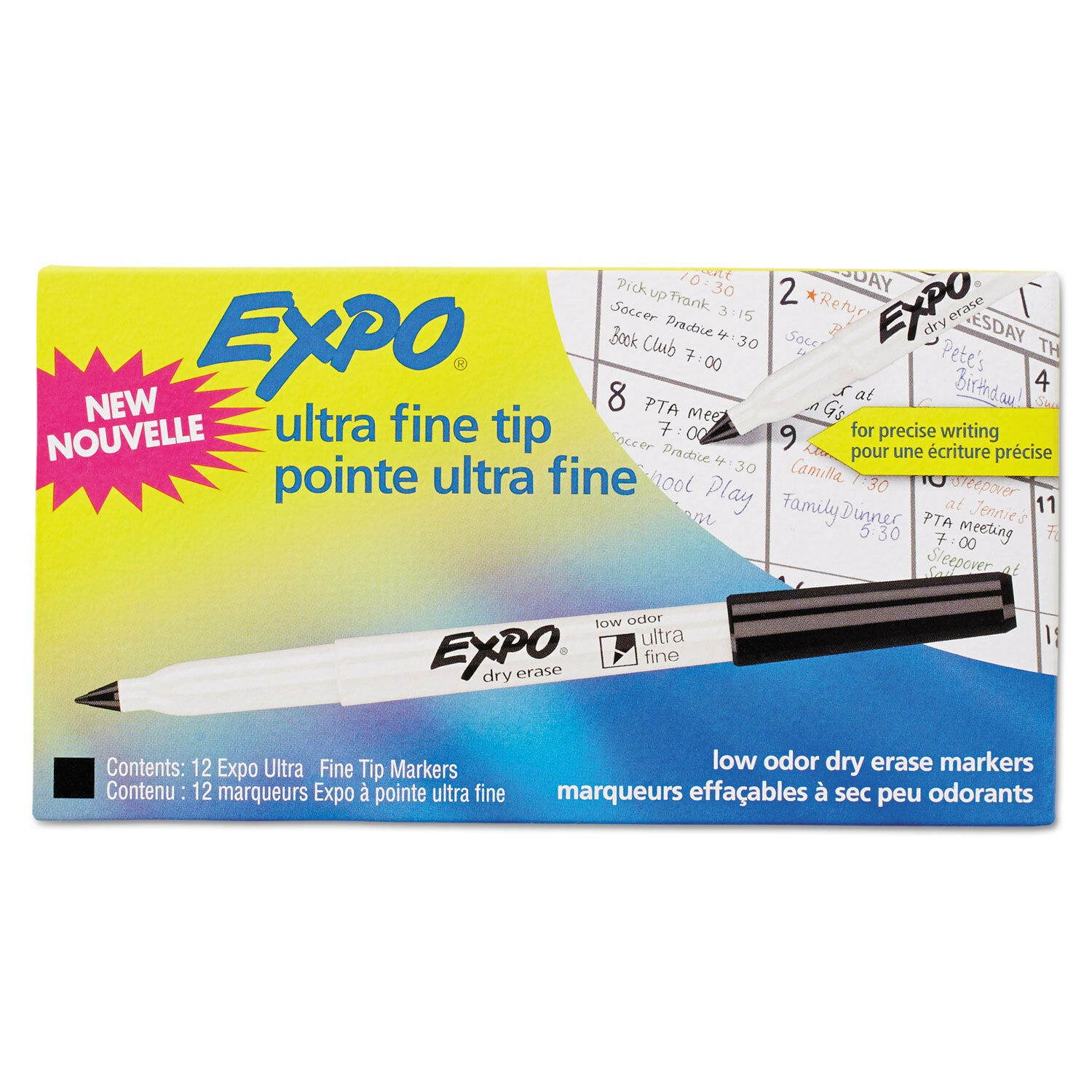 EXPO Low-Odor Dry-Erase Marker Ultra Fine Point Black Dozen 1871131