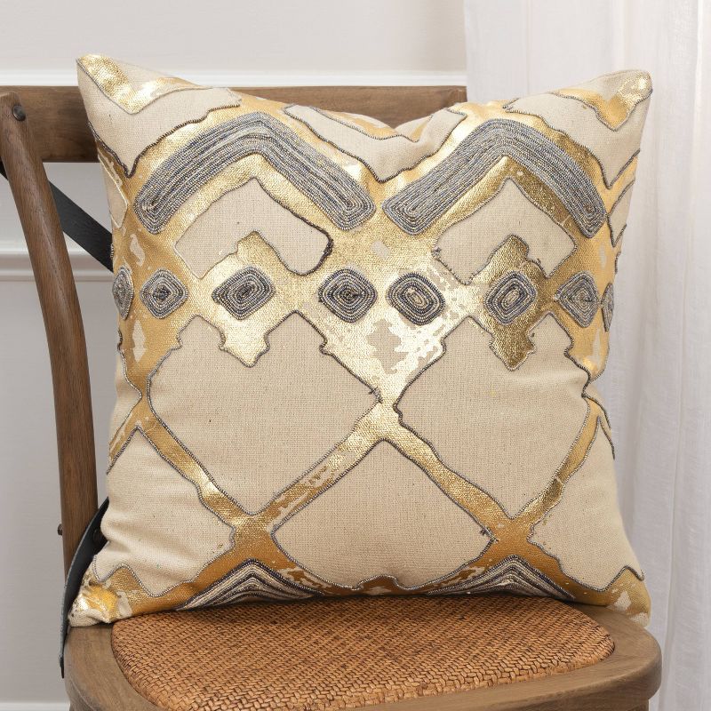 Geometric Poly Filled Throw Pillow Gold - Rizzy Home