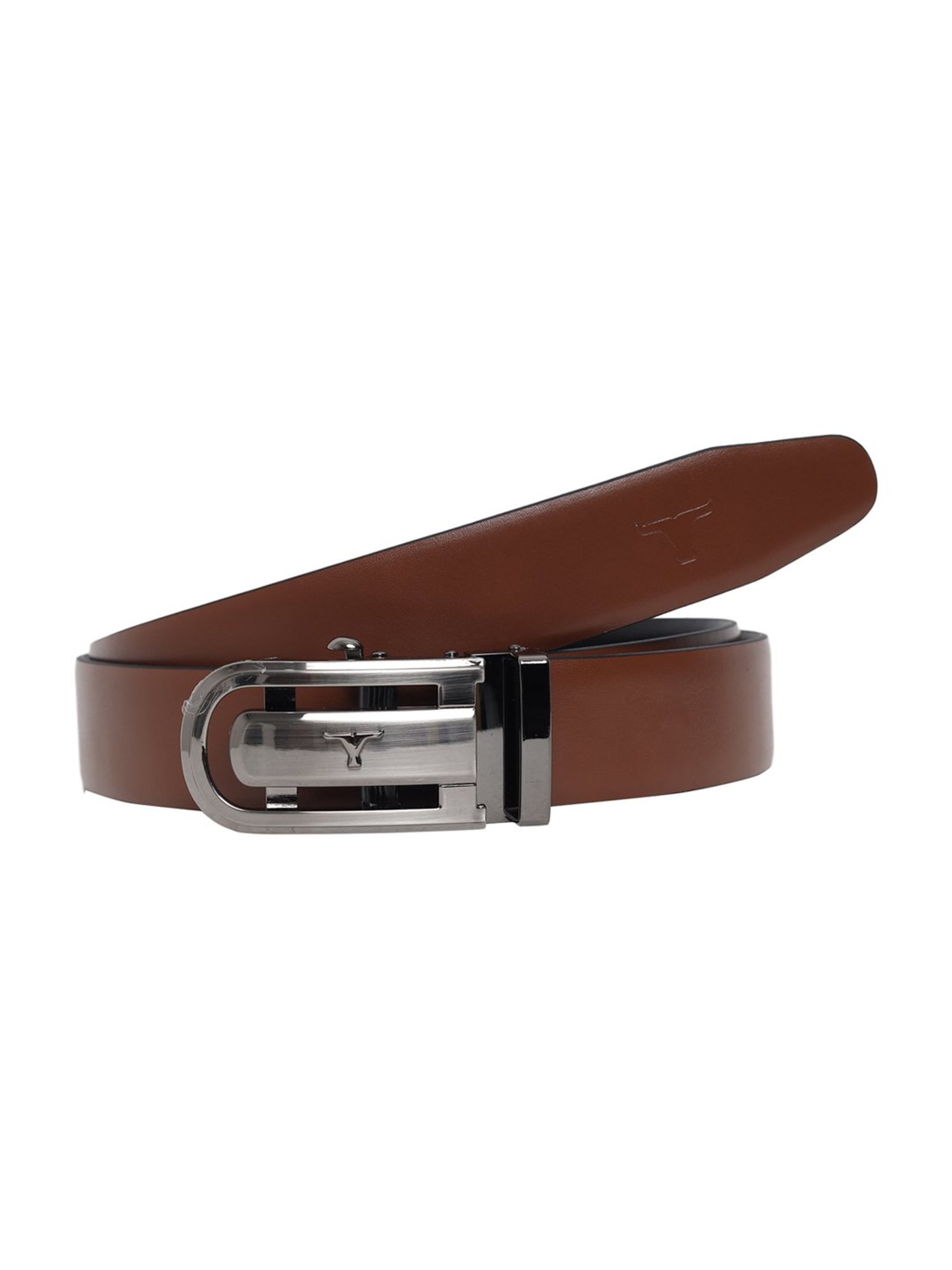 BELWABA Black Textured Formal Leather Belt for Men