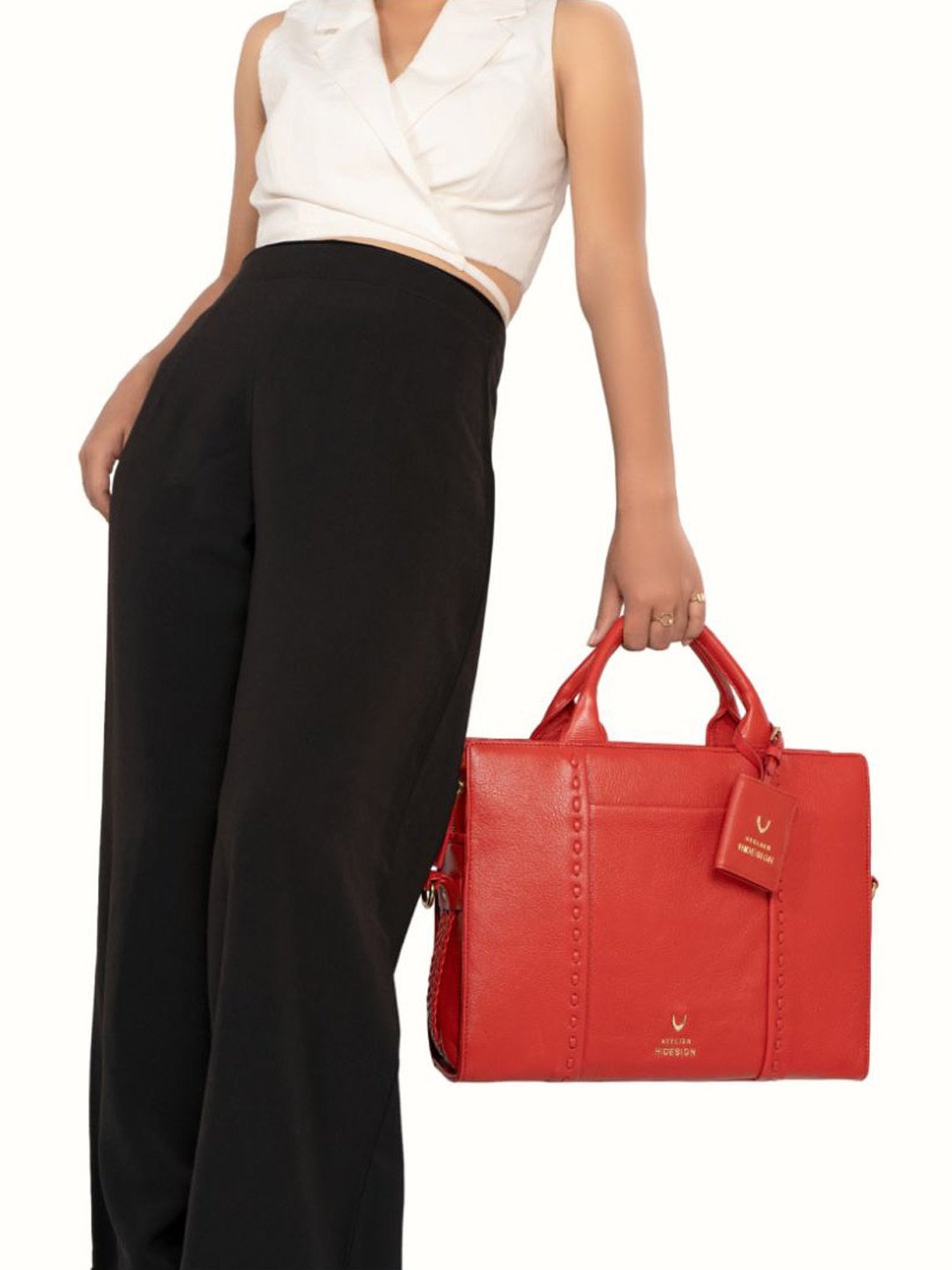 Hidesign Atelier Callas 08 Red Leather Solid Laptop Messenger Bag