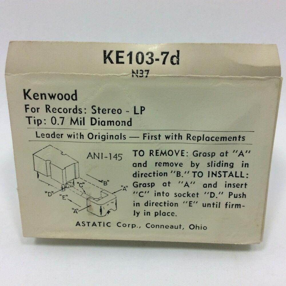 PHONOGRAPH NEEDLE KENWOOD N-37 IN ASTATIC PKG KE103-7D, NOS/NIB