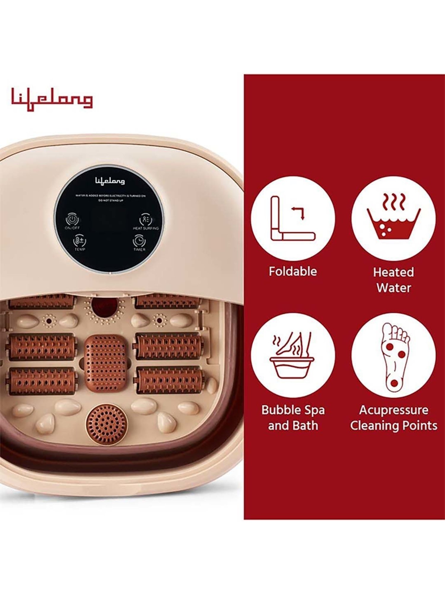 Lifelong LLM378 Electric Foldable Foot Spa Massager (Brown)