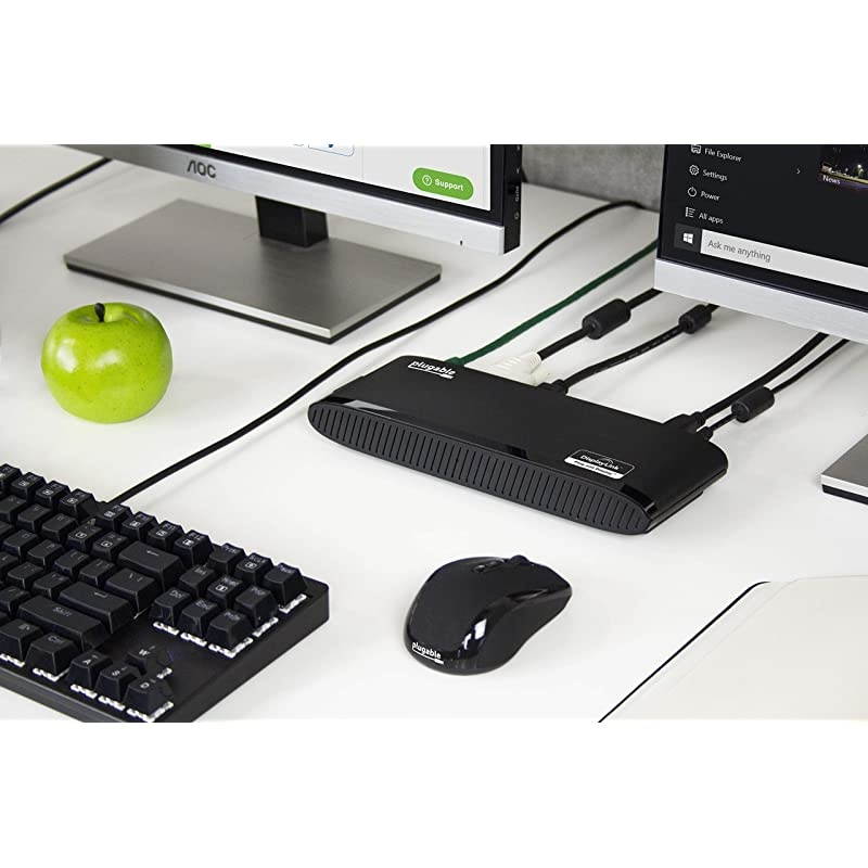 USB 3.0 Universal Laptop Docking Station for Windows and Mac (Dual Monitor: HDMI and DVI/HDMI/VGA, Gigabit Ethernet, Audio, 6 USB Ports) - Horizontal