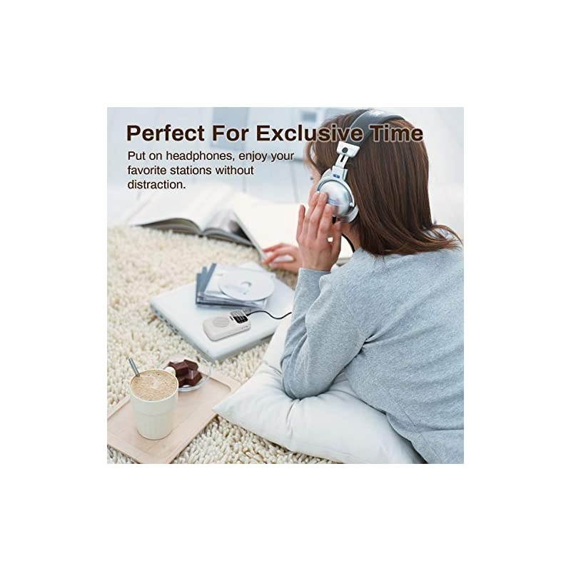 J777 AMFM Portable Transistor Radio Mini Pocket Radio with Earphones AAA Battery OperatedWhite