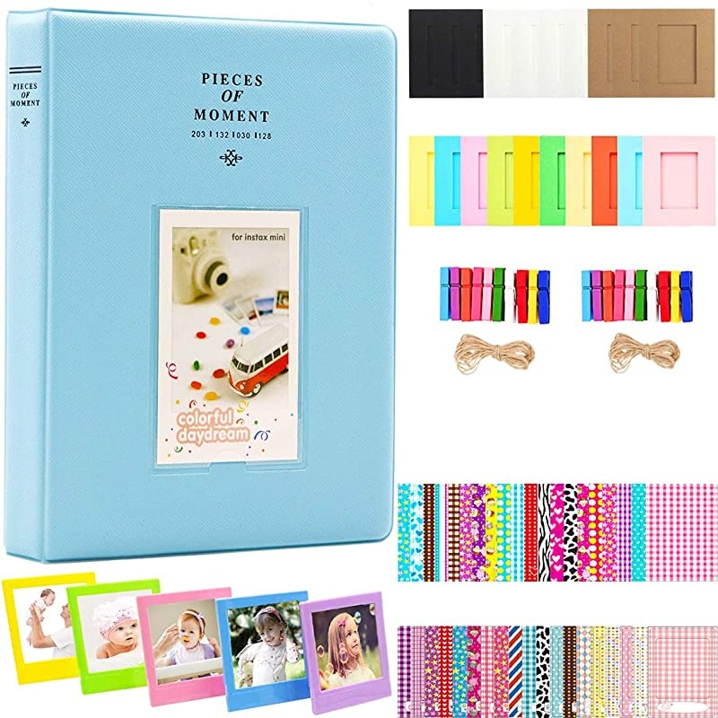 2x3 Inch Photo Paper Film Album Set for Fujifilm Instax Mini Camera Polaroid Snap Z2300 SocialMatic Instant Cameras Zip Instant Printer Ice Blue 128 Pockets