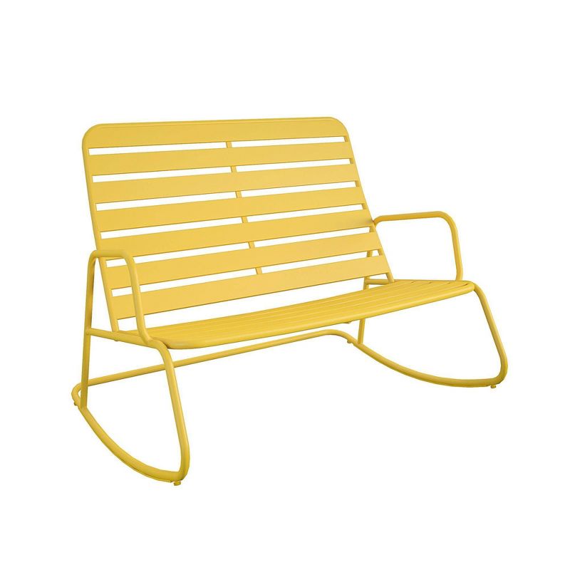 Roberta Outdoor/Indoor Rocker Loveseat - Yellow - Novogratz