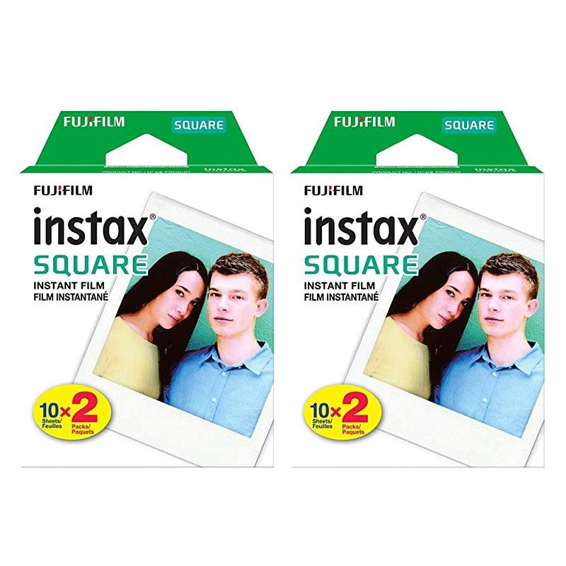 2X  instax Square Instant Film (40 Exposures) + Hanging Photo Frames for Square Film Assorted Colors &ndash; Deluxe Accessory Bundle