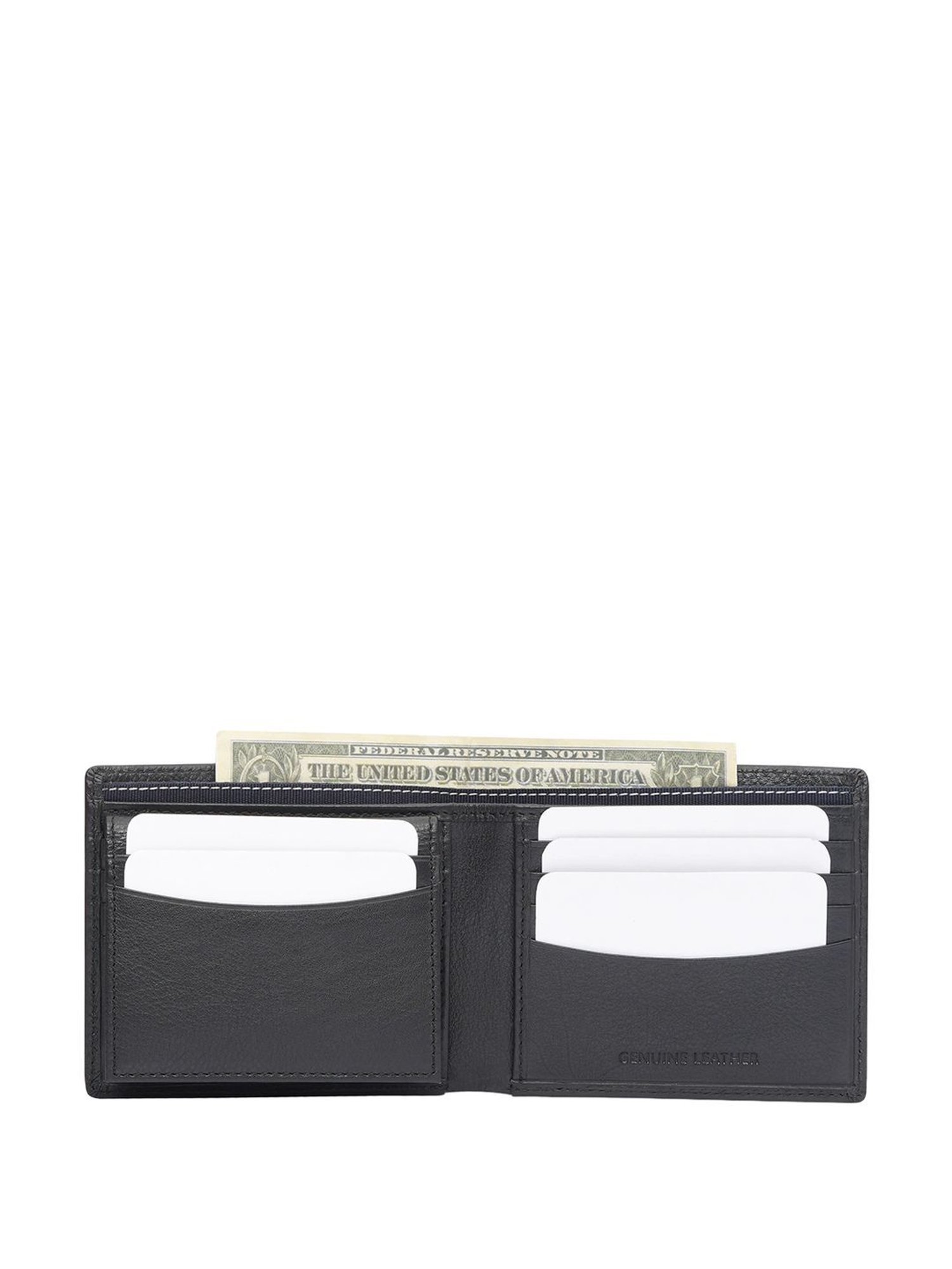 TOMMY HILFIGER Glasgow Black Leather Striped Bi-Fold Wallet for Men