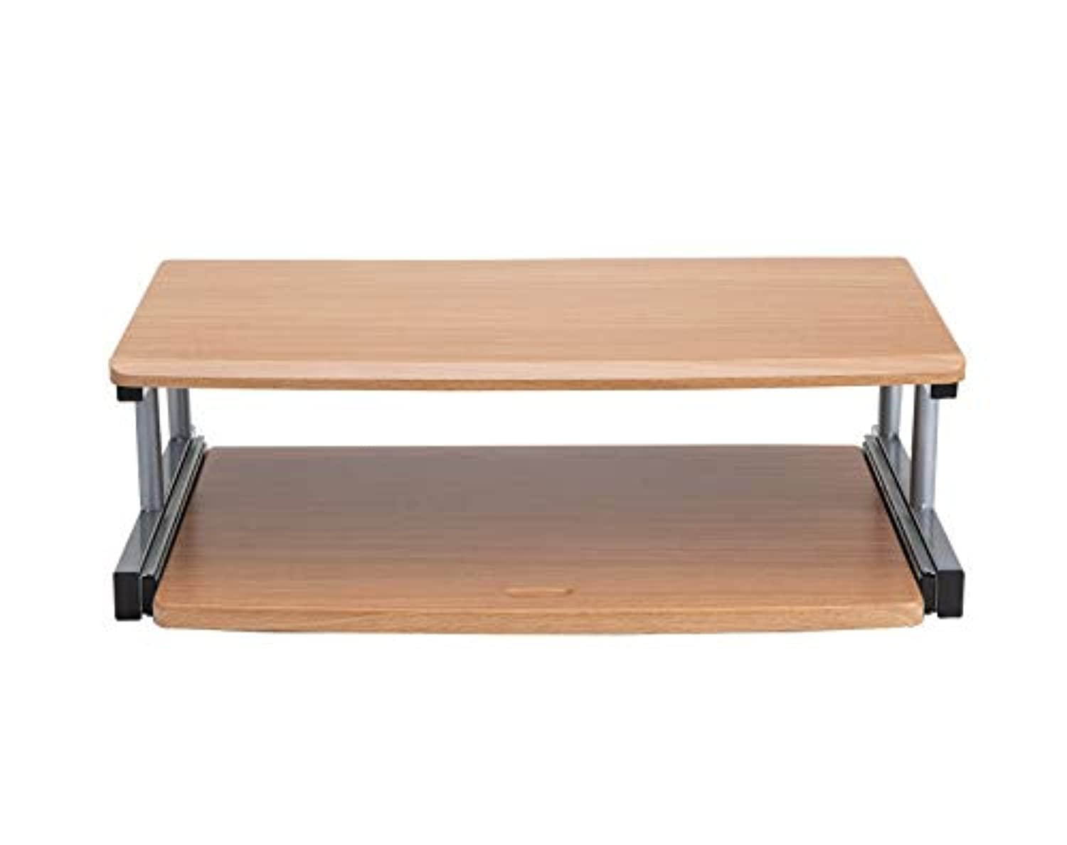 mind reader 2tslide-brn 2 tier monitor stand riser with sliding drawer for keyboard, notebooks, papers, notepads and more, bamb