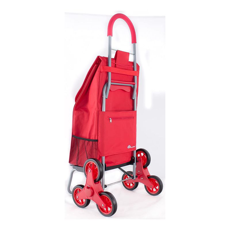 dbest products Stair Climber Foldable Collapsible Grocery Shopping Cart Utility Wagon Trolley Dolly with 6 Wheels, Red