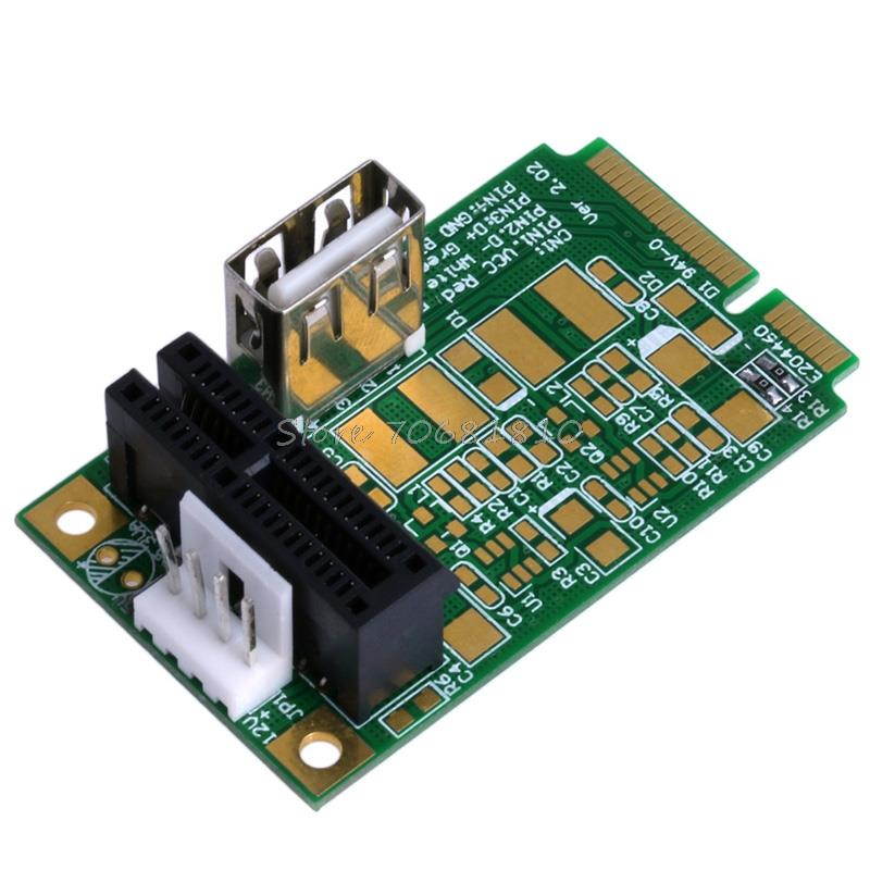 Mini PCI-E To PCI-E1x Board USB2.0 Adapter PCI Express Interface Card 4Pin Power