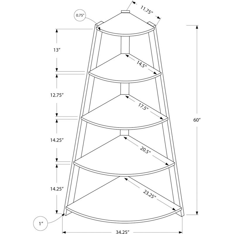 60" Bookcase Corner Accent Etagere White - EveryRoom