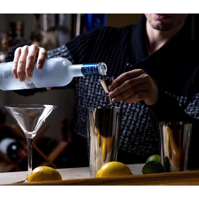 Boston Cocktail Professional  Shaker Set, 4-Piece Bar Set, Stainless Steel 304, 28oz/18oz Weighted Shaker Tins, Hawthorne Strainer, Double Sided Jigger, Recipe Booklet, Bartender Kit - Silver