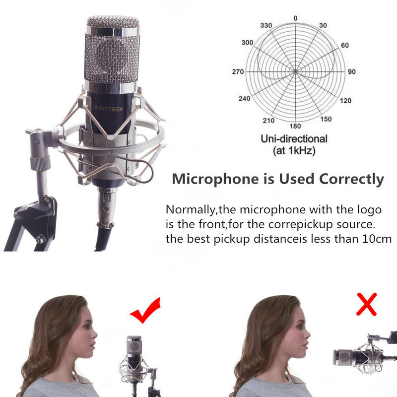 gold--BM800 Professional Suspension Microphone Kit Studio Live Stream Broadcasting Recording Condenser Microphone Set