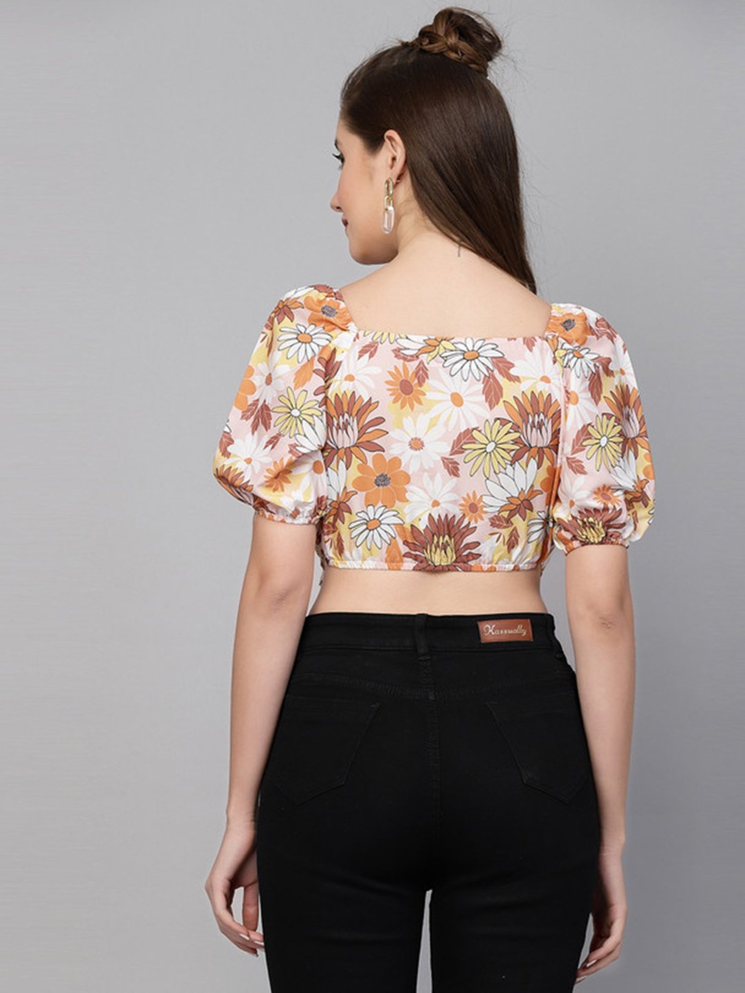 SELVIA Multicolor Floral Print Crop Top