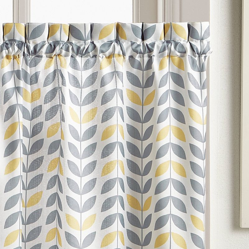 Set of 2 36"x42" Floral Curtain Tiers White/Beige - Threshold™