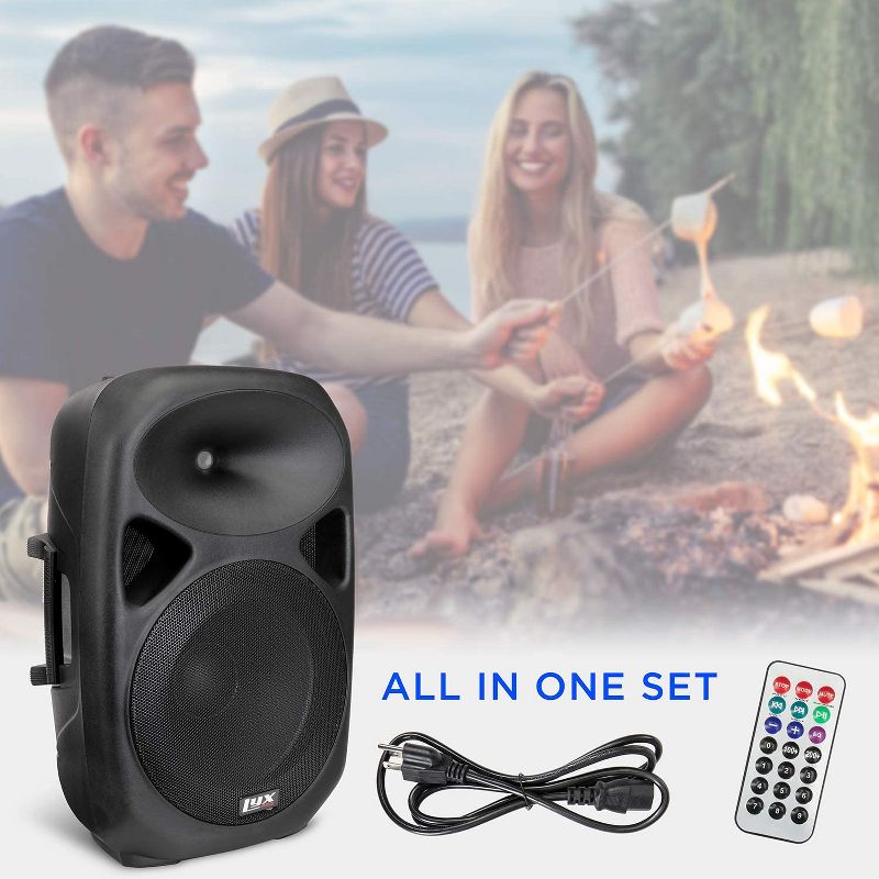 LyxPro 15 Inch PA Active Speaker System Compact And Portable With Equalizer, Bluetooth, MP3, USB, SD Card Slot, XLR, 1/4", 3.5mm Input, Carry Handles, SPA-15