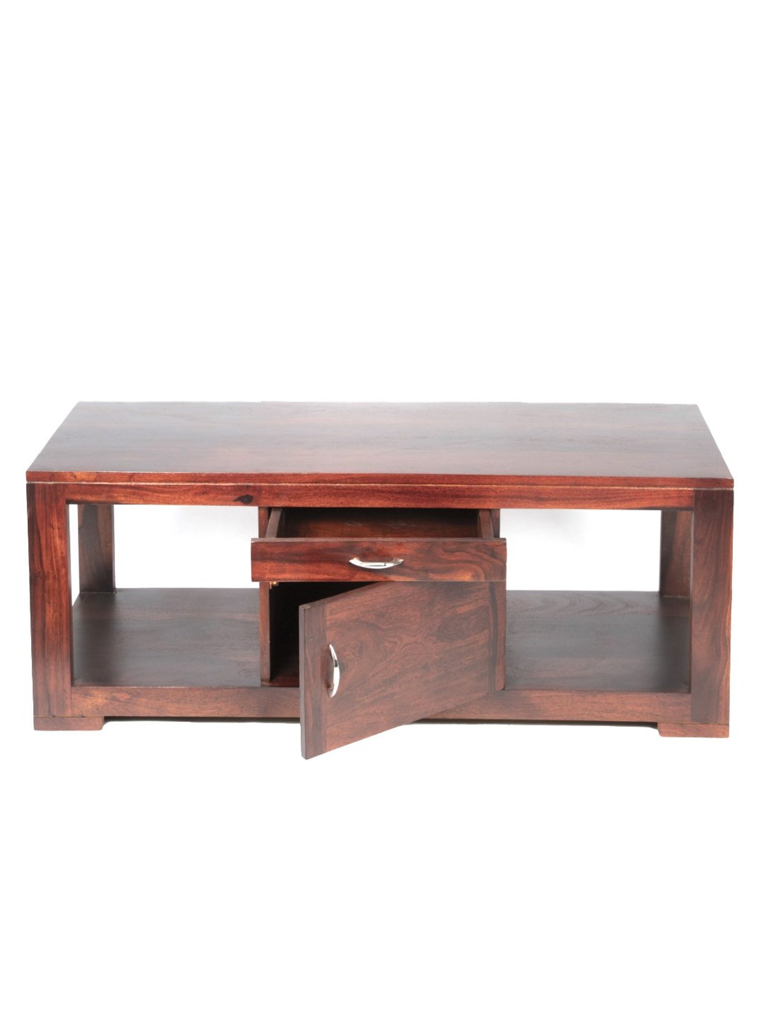 Ikiriya Allen Solid Dark Brown Wood TV Entertainment Unit Dark Walnut Finish