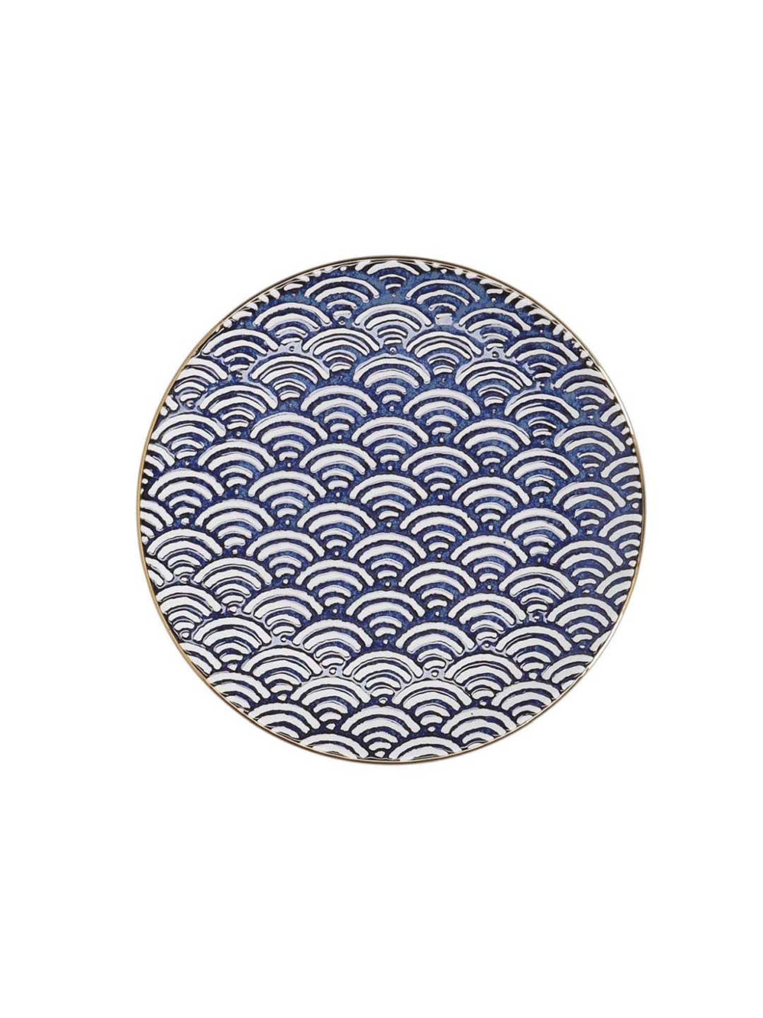 Mikasa Satori Blue Porcelain 22 cm Seigaiha Wave Side Plate