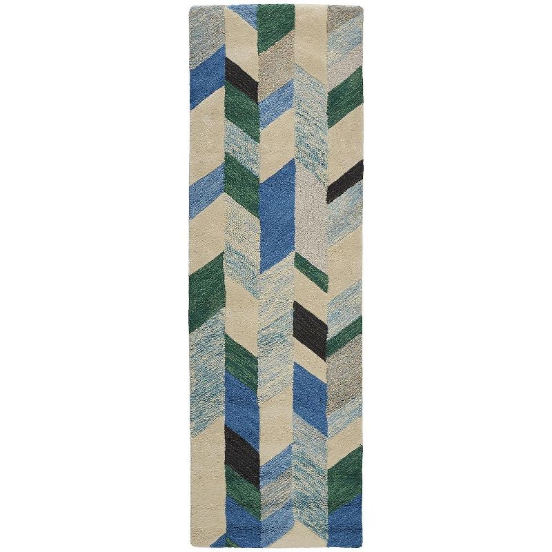 2'6"x8' Runner Hand Made Tufted Geometric Wool Runner Multicolored - Feizy