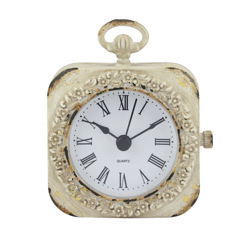 Small Weathered Table Clock White - Stonebriar Collection