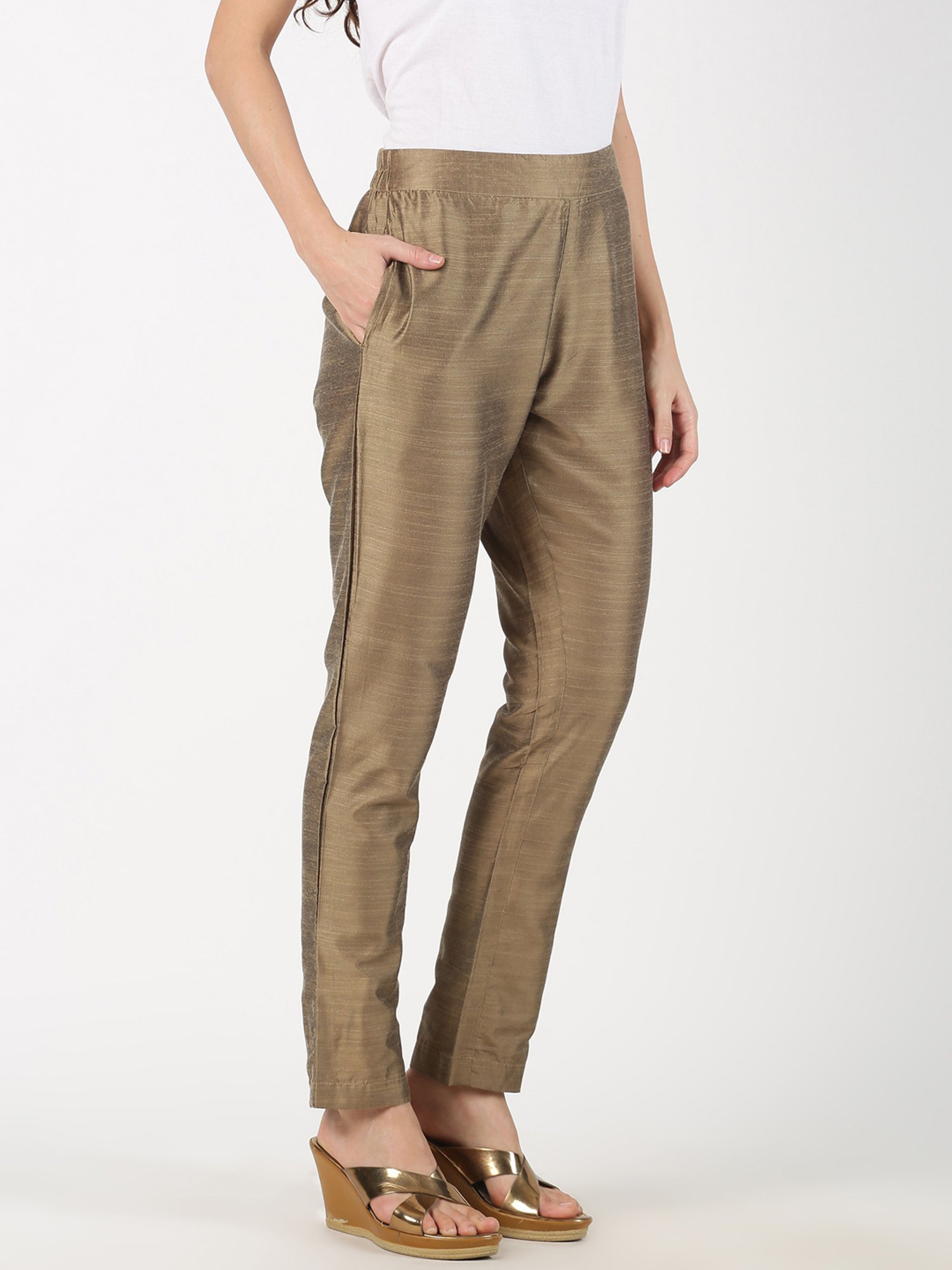 Saffron Threads Golden Regular Fit Pants