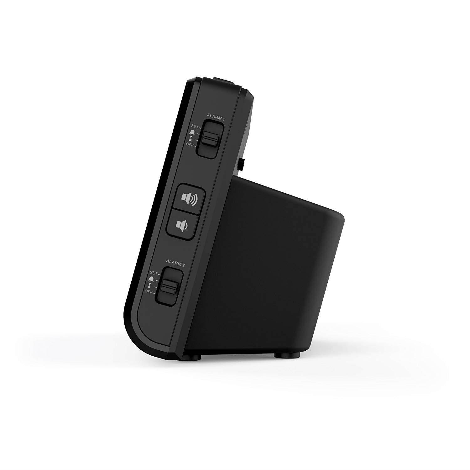 Magnasonic Alarm Clock Radio with Time Projection, Auto Dimming, Battery Backup, Dual Gradual Wake Alarm, Auto Time Set, Large 4.8" LED Display, AM/FM (CR62)