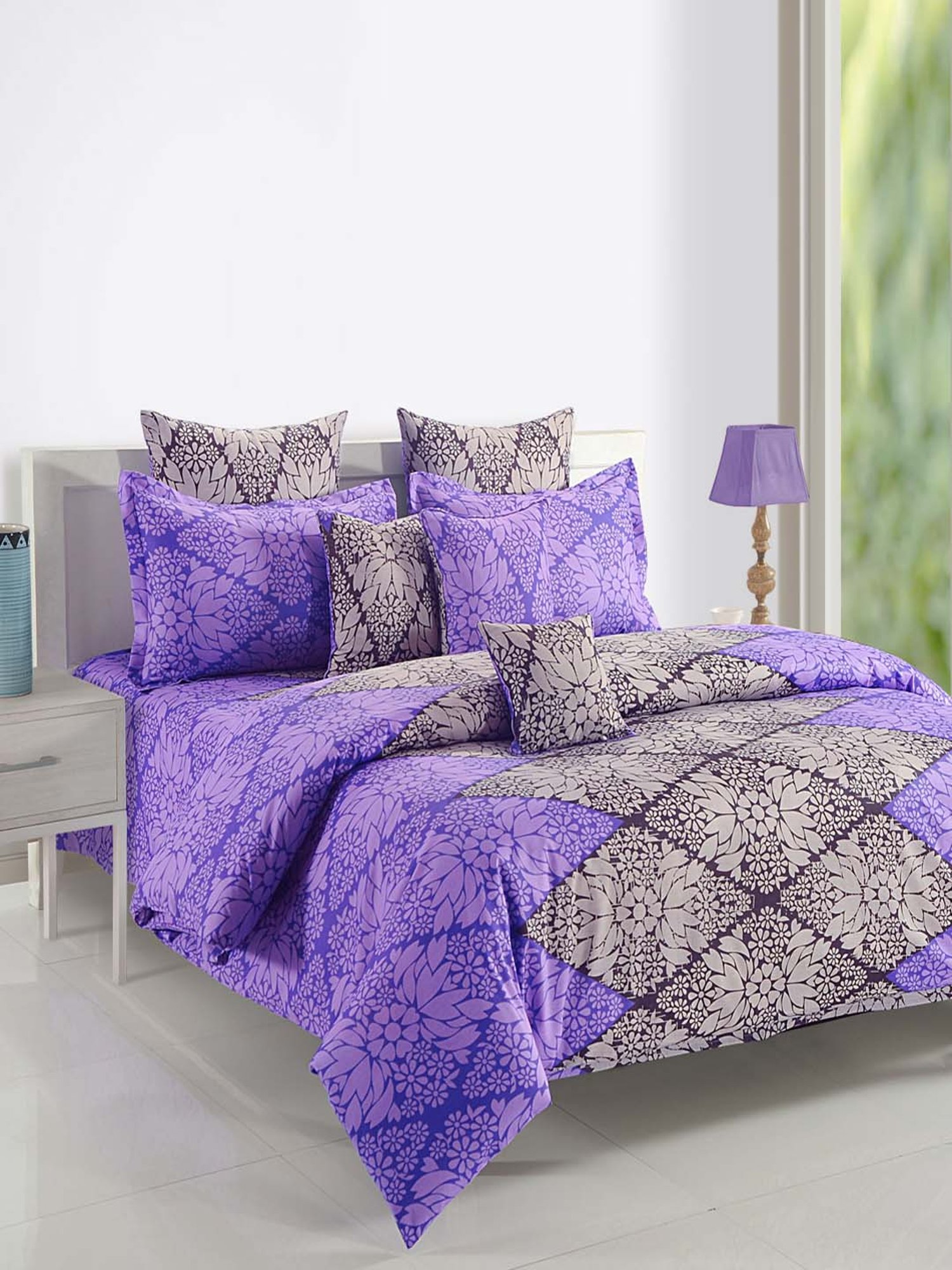 Swayam Floral Pink 144 TC Cotton Single Bedsheet with 1 Pillow Cover