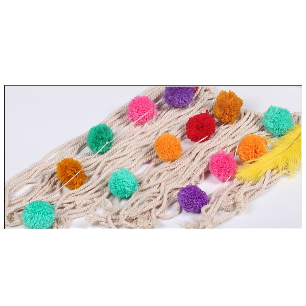 1pc Colorful Plush Ball Tassel Tapestry Wall Pendant Nordic Weaving DIY Handmade Bohemian White Living Room Wedding Decoration