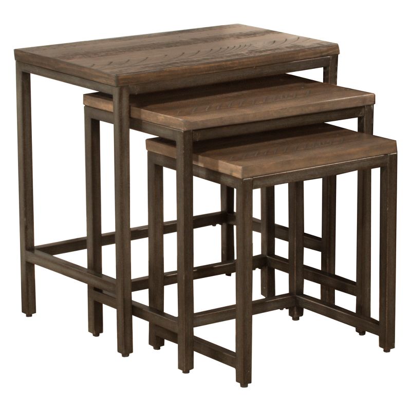 Castille Nesting Tables Set Of Three Metal Textured Black/Distressed Walnut - Hillsdale Furniture