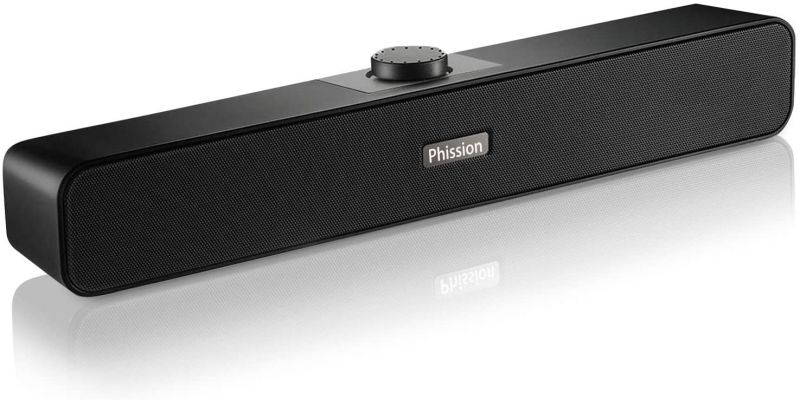 Soundbar,Computer Speakers with 2 Diaphragm USB Powered Speaker, 2.0 Stereo Speaker for Laptop Desktop PC Cellphone Laptop Game Console, Plug and Play, Black Glossy (Upgrade)