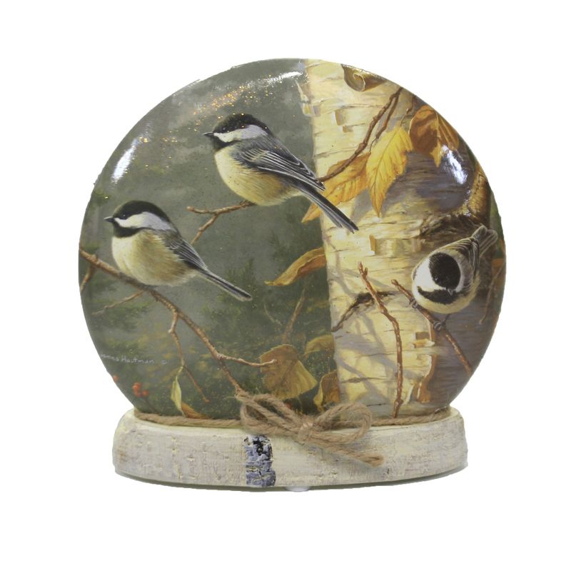 Stony Creek 7.0" Fall Chickadees Small Orb Birch Tree Autumn Birds  -  Novelty Sculpture Lights