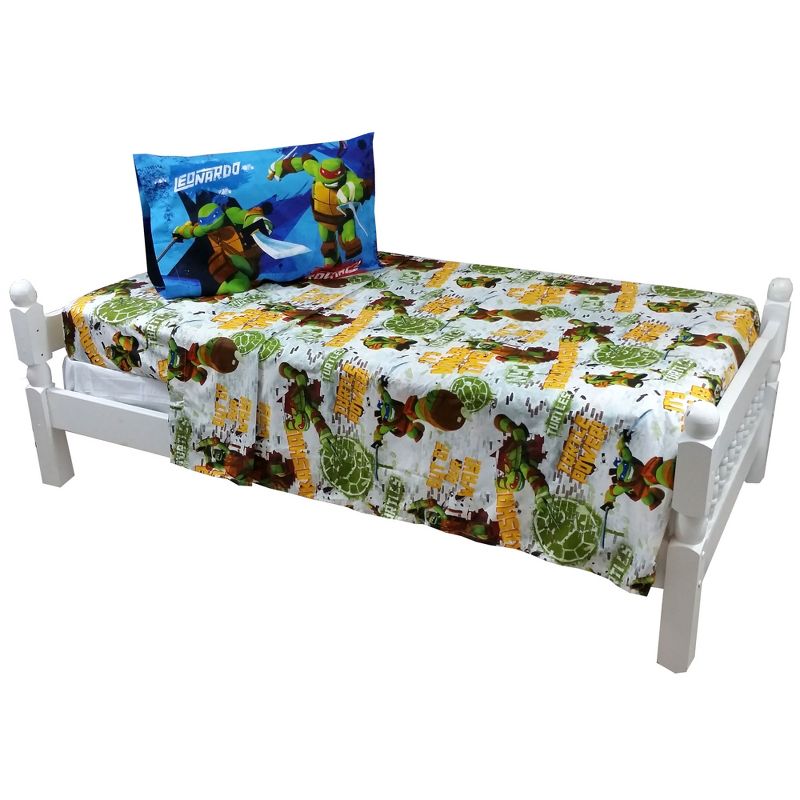 3pc Twin Bed Sheet Set TMNT Turtle Power Bedding Accessories - Teenage Mutant Ninja Turtles..