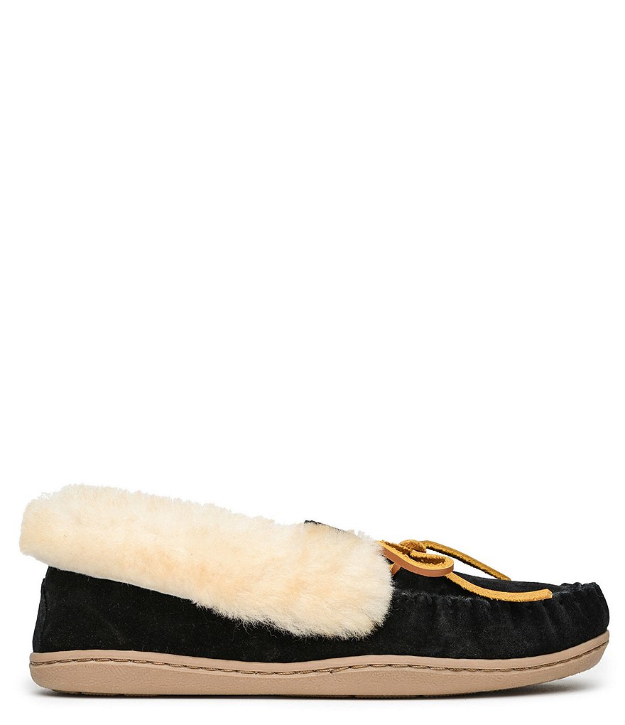 Minnetonka Alpine Suede Sheepskin Moc Slippers