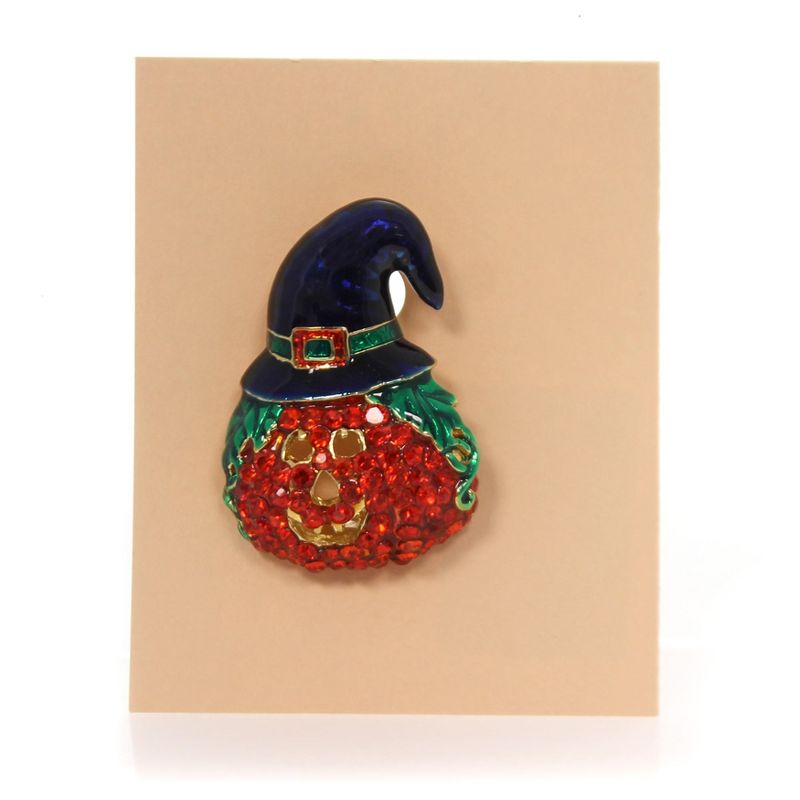 Jewelry 1.75" Pumpkin Face Pin Halloween Hat Brooch  -  Costume Jewelry