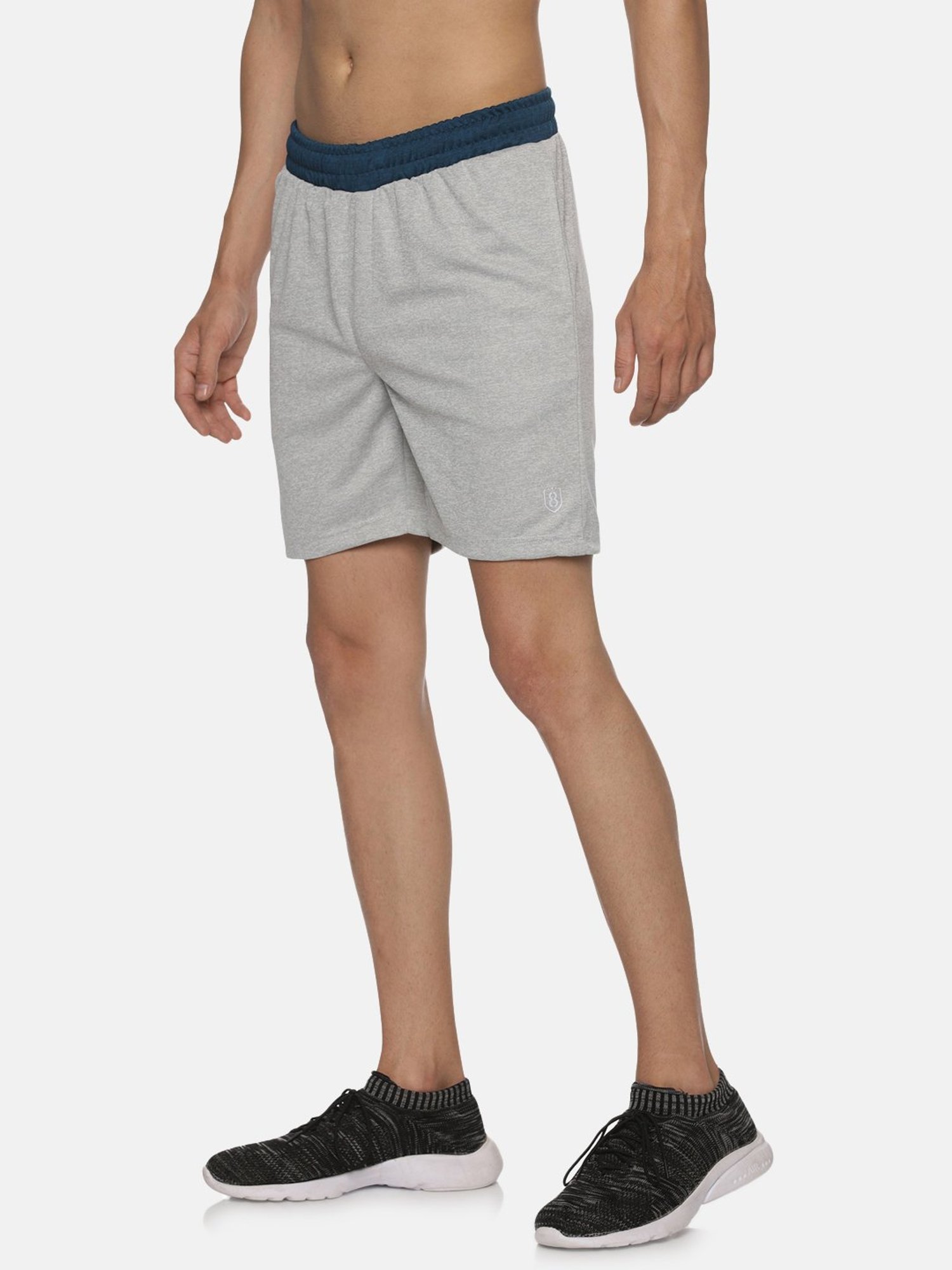 DOMIN8 Men Breathable Drawstring Elasticated Sports Basketball Grey Shorts