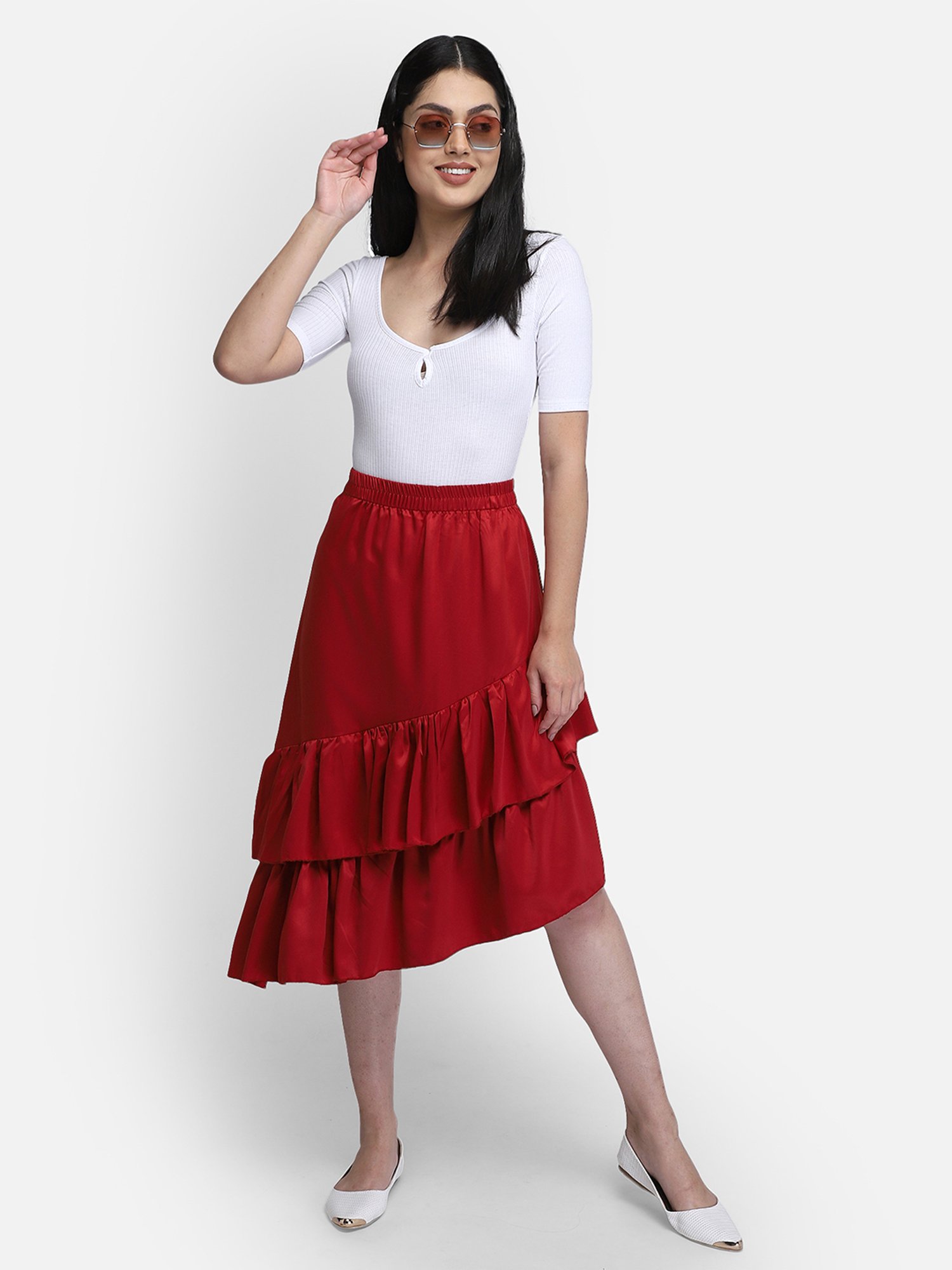 Smarty Pants Maroon Below Knee Skirt