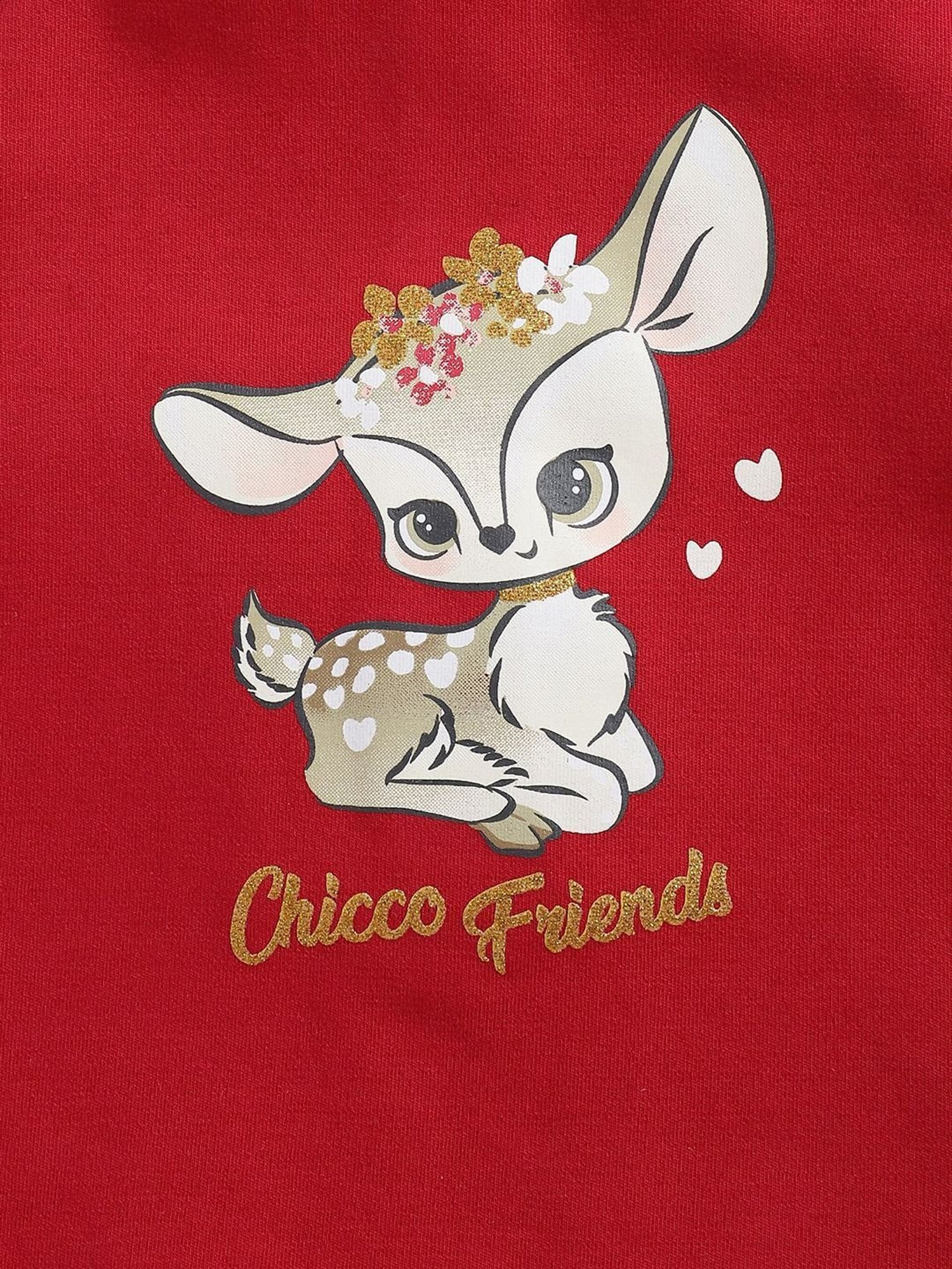 Chicco Kids Red Cotton Printed Full Sleeves Dress