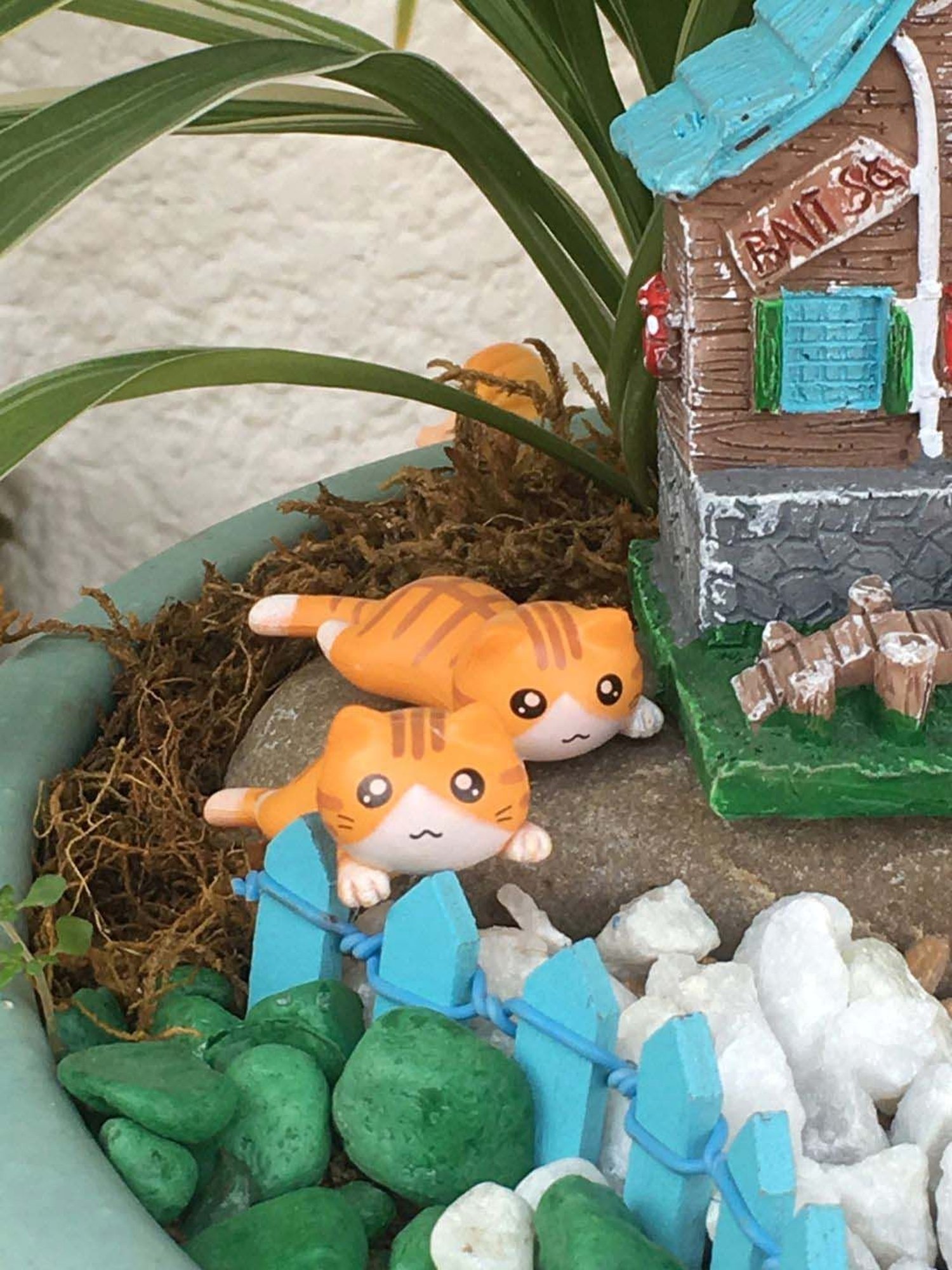 Tayhaa Brown Plastic Lying Tiger Toy Showpiece - Set of 2