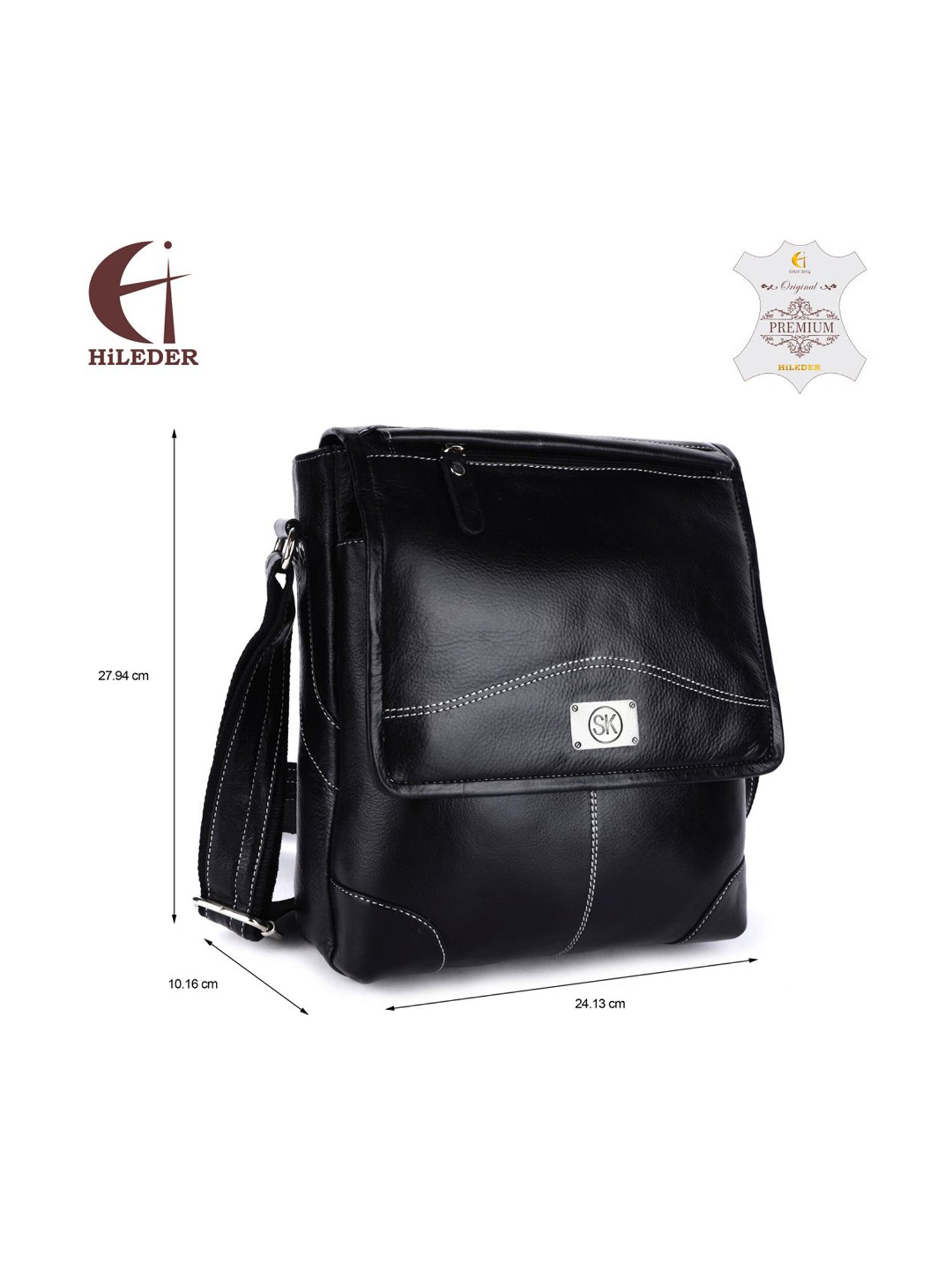 HiLEDER Black Solid Medium Cross Body Bag