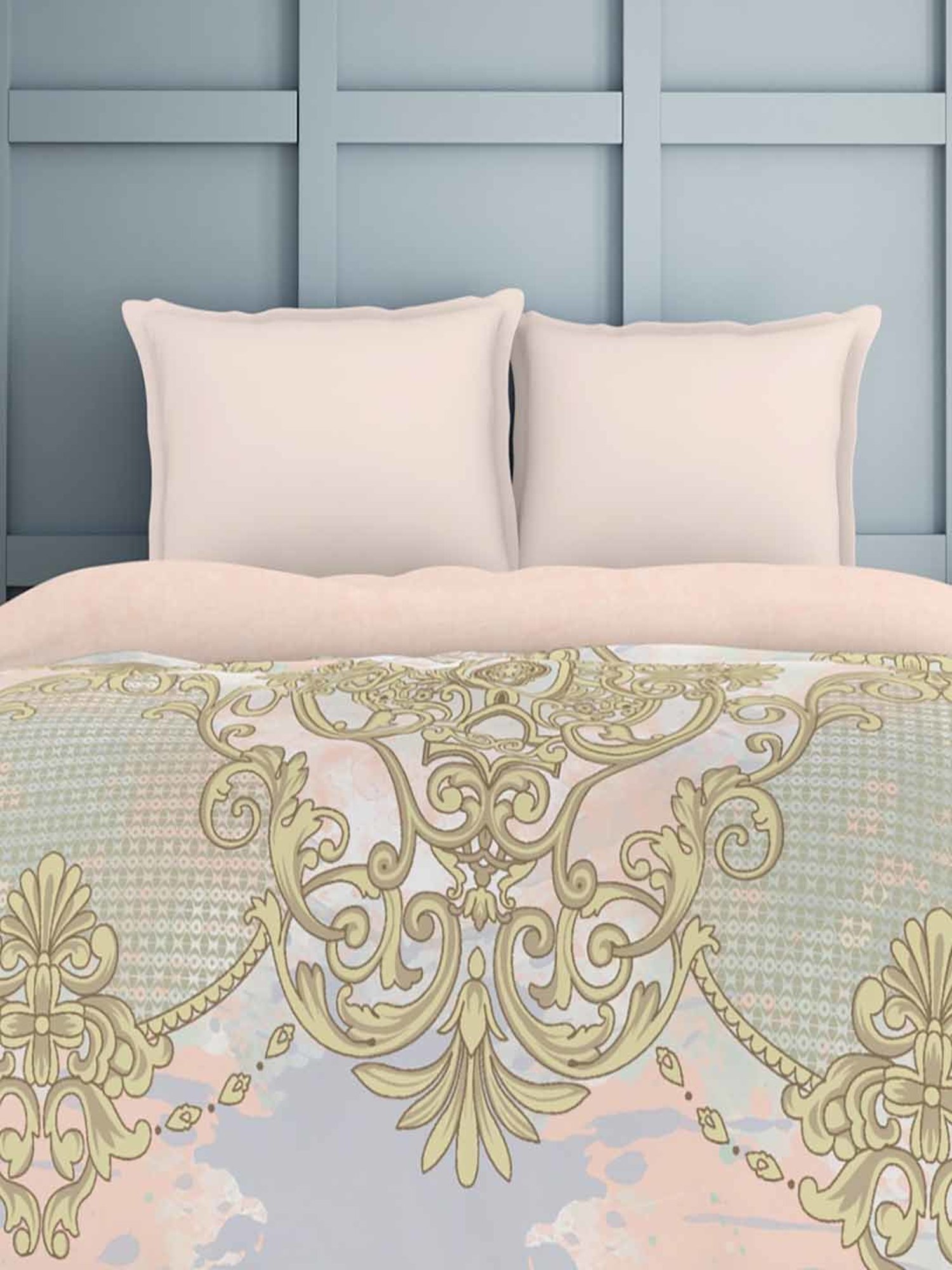 Spaces Printed Grey 180 TC Cotton Double Quilt