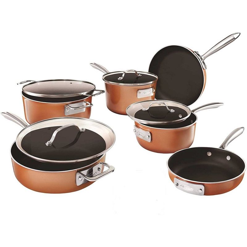 Gotham Steel Cast Textured Copper 15pc Stacking Cookware Set