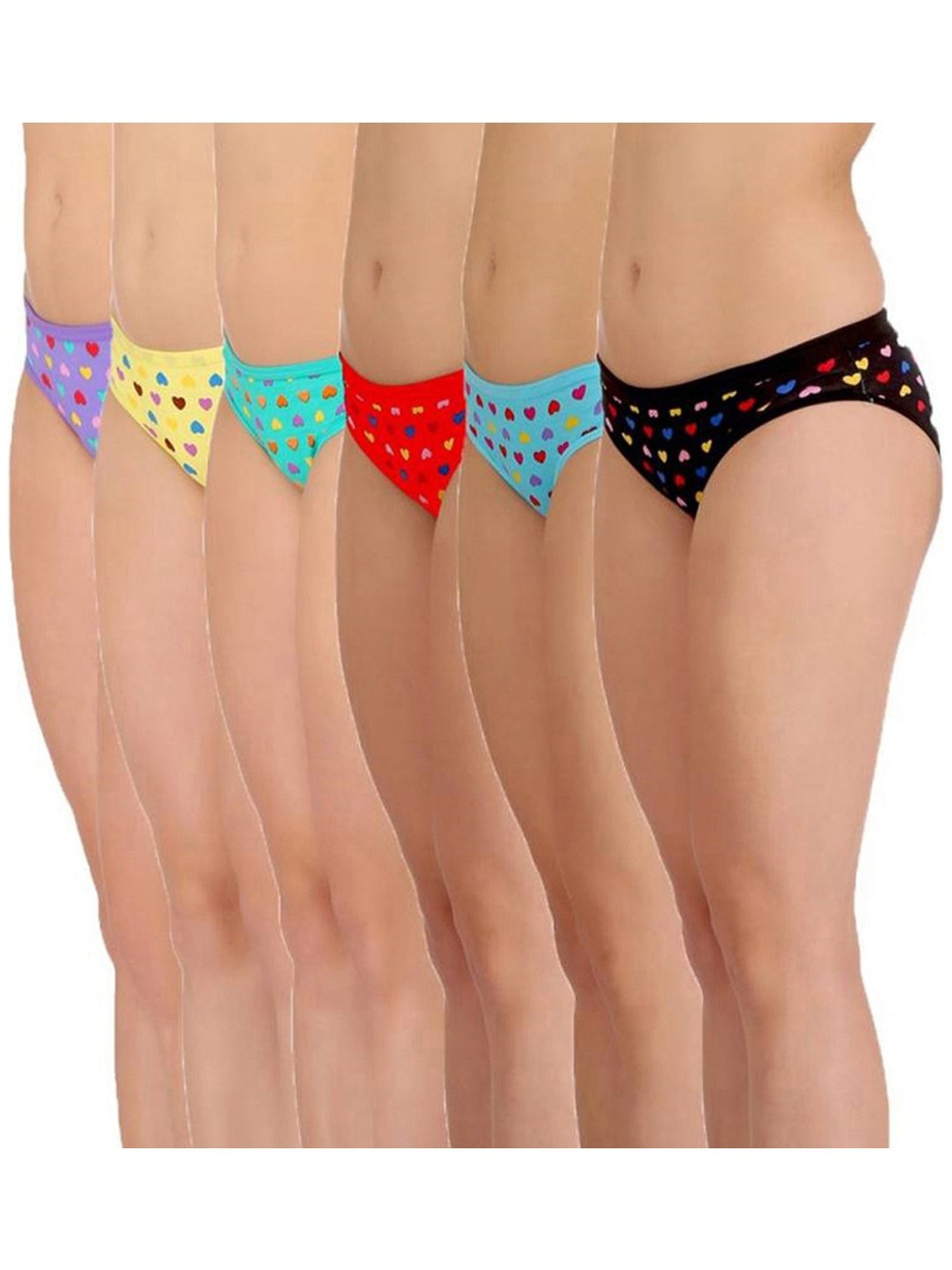 AROUSY Black & Red Cotton Printed Hipster Panties - Pack Of 6