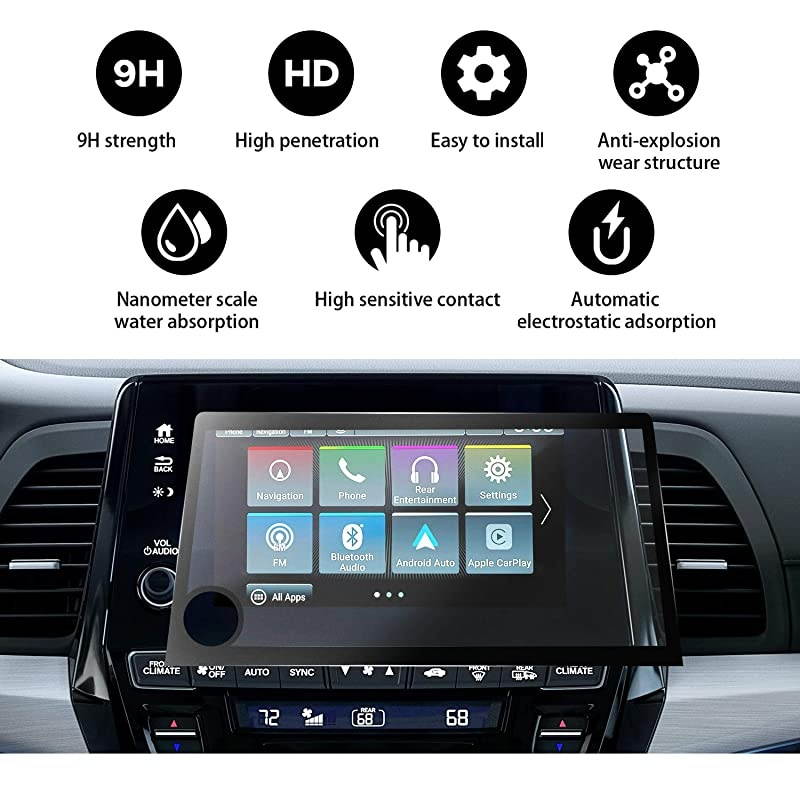2019 Odyssey Screen Protector for 2018 2019 Odyssey EX EXL Touring Elite Center Control Touch Screen Car Navigation Display Glass Protective Film Scratch Resistance 8inch