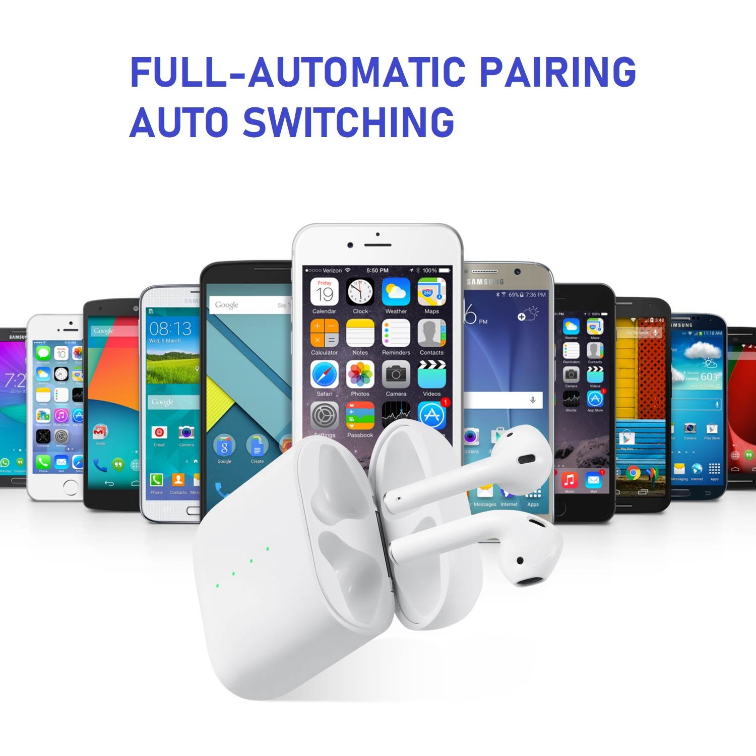 Dartwood True Wireless Earbuds - Portable Splashproof Headphones with Bluetooth Connectivity, Immersive Sound, Mic and Volume Control (White)