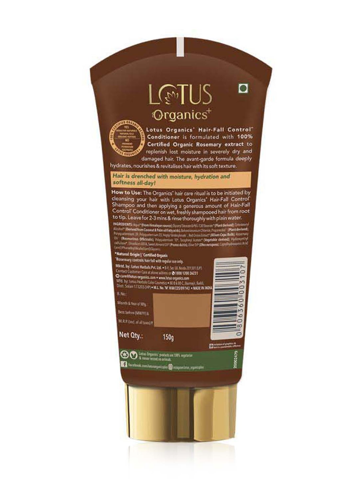 Lotus Organics+ Hair Fall Control Conditioner - 150 gm