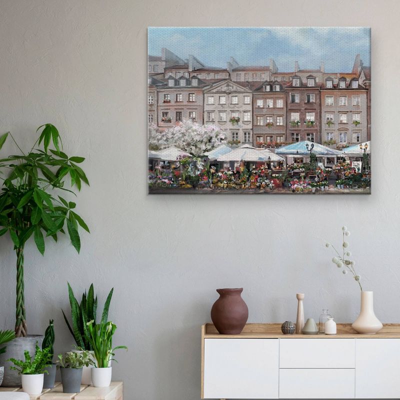 30" x 40" The Flower Market Portrait by Studio Arts Art on Canvas - Fine Art Canvas